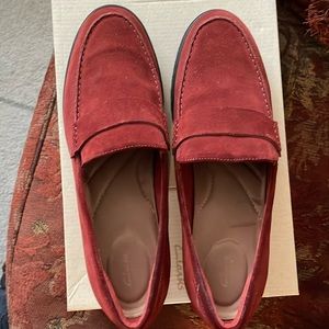 Clark’s suede slip on shoes